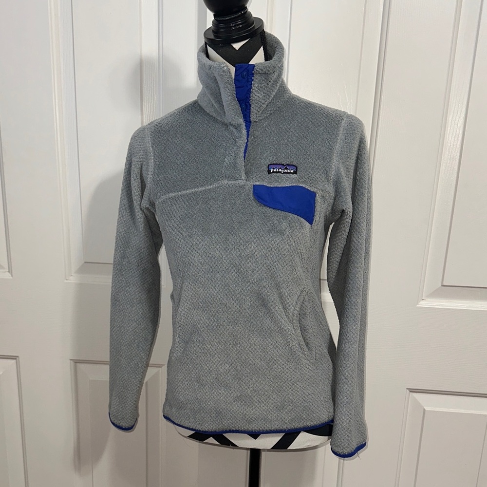 Patagonia Gray Re Tool Snap T Fleece with Blue Pocket